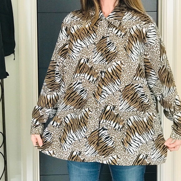 Vintage silky animal print top - Picture 4 of 6